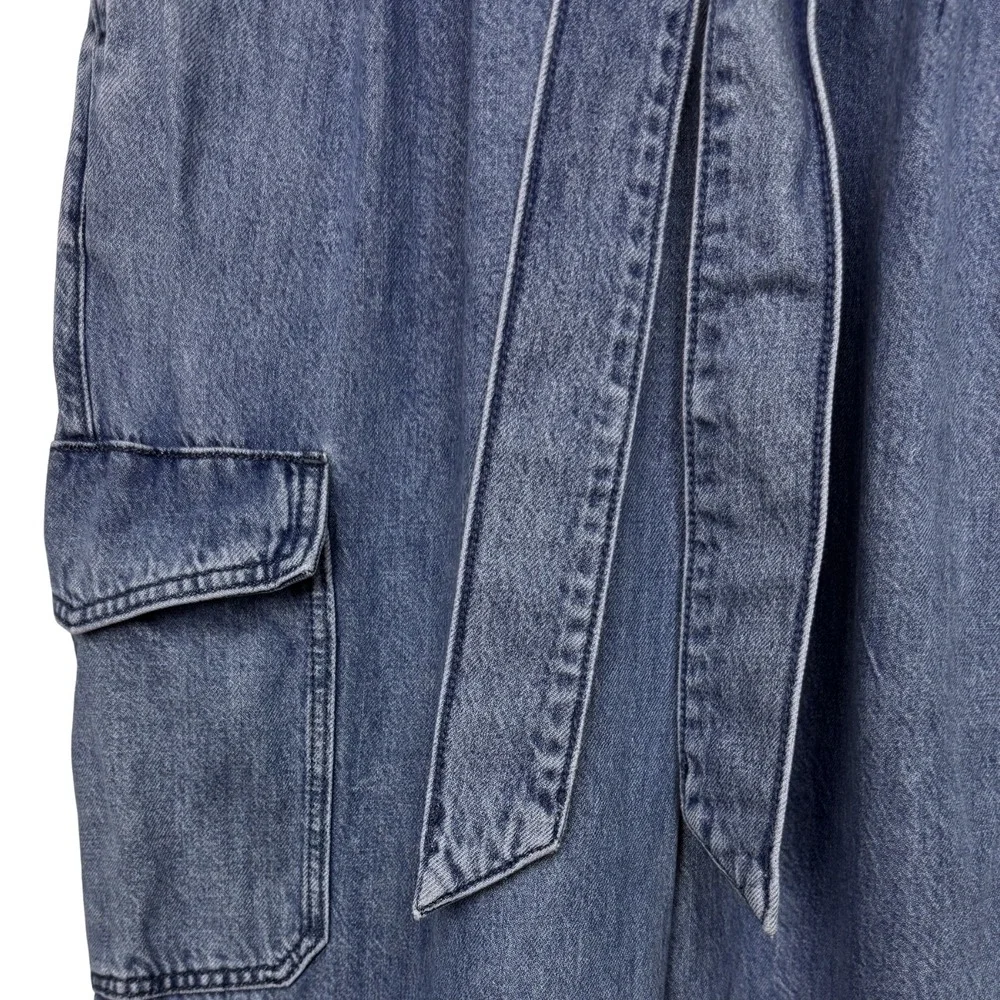 Sleeveless Denim Jumpsuit with Belt - Blue - Picture 4 of 12